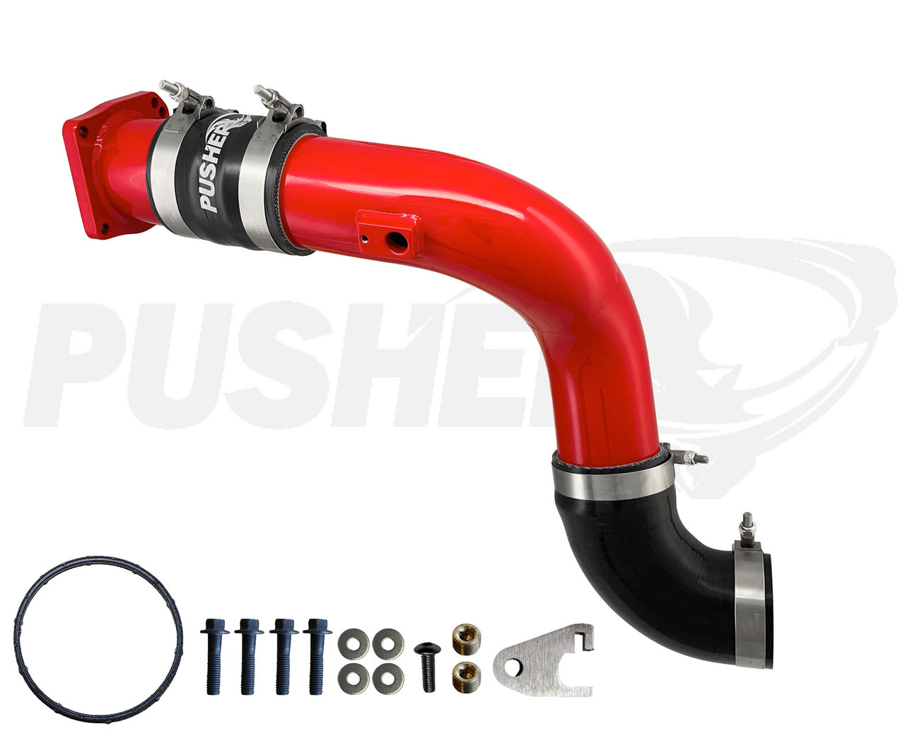 Pusher HD 3" Cold Side Charge Tube for 2011-16 Ford F250/350 6.7L Powerstroke w/ Throttle Valve Replacement - Red 
