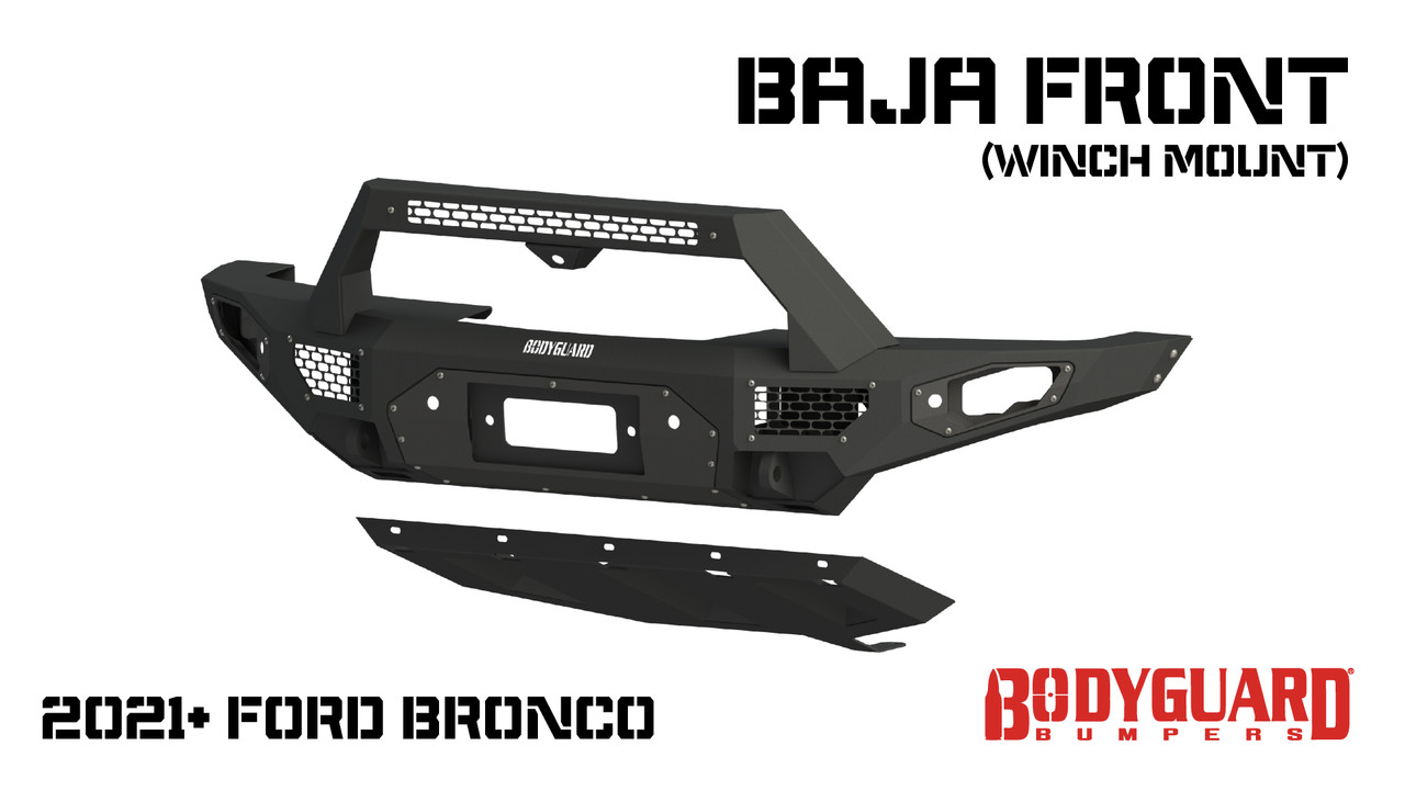 Bodyguard BRONCO BAJA FRONT (WINCH MOUNT) for 2021 to 2023 Ford Bronco (LBF21MY) Mock Up View