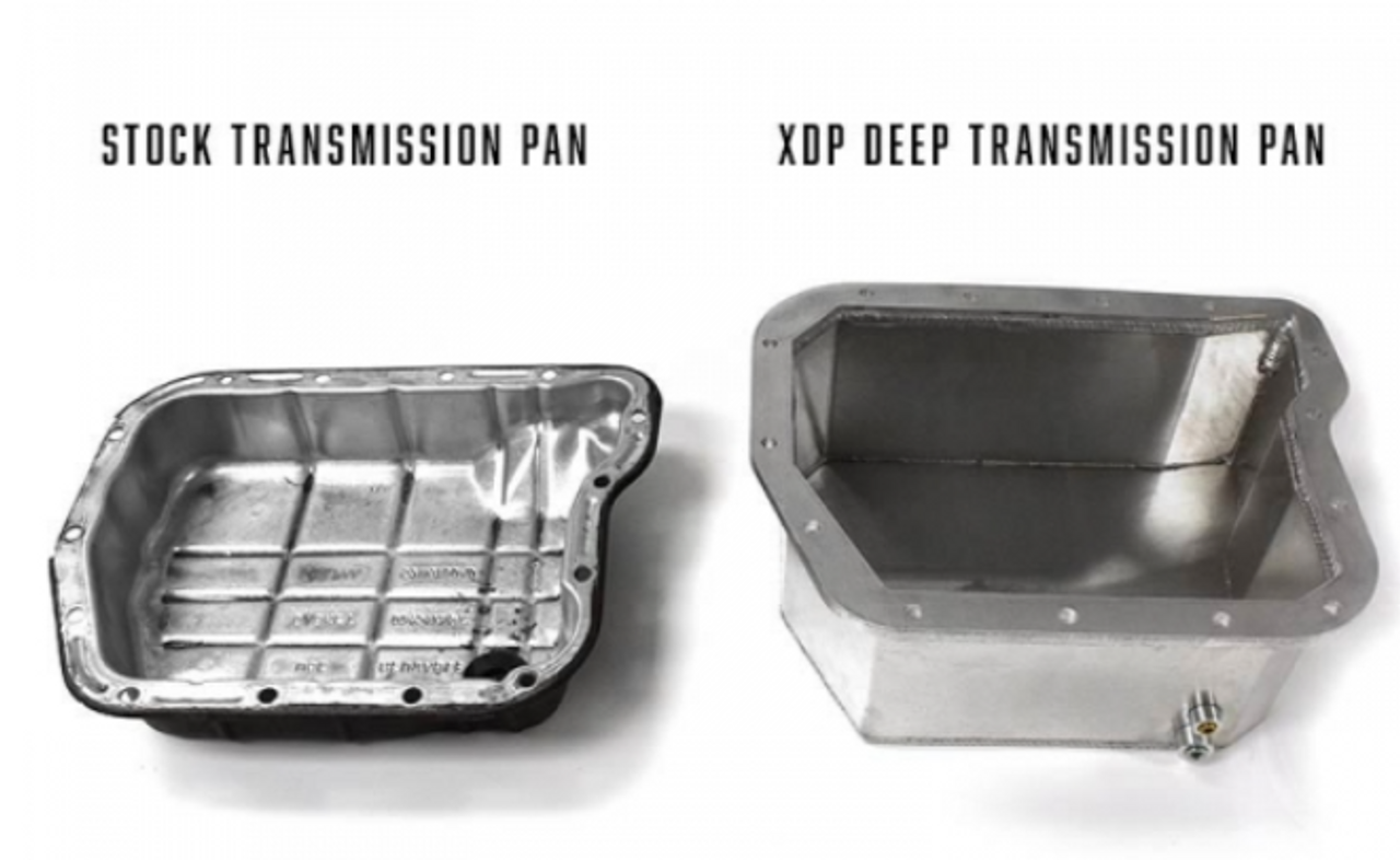 XDP X-tra Deep Aluminum Transmission Pan (47/48RE) 1989 TO 2007 5.9L Cummins (XD450)-Stock vs XDP