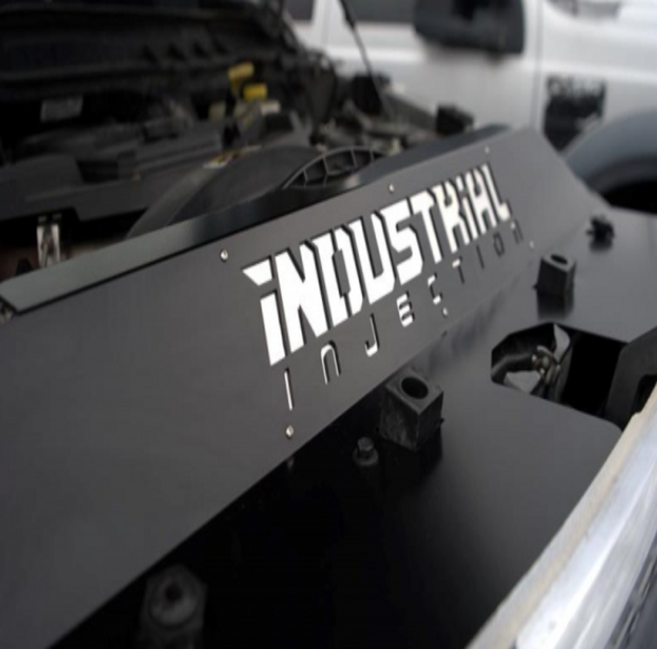 Industrial Injection Flat Black Radiator Cover 2013 to 2018 6.7L Cummins (II2CC602)-In Use View