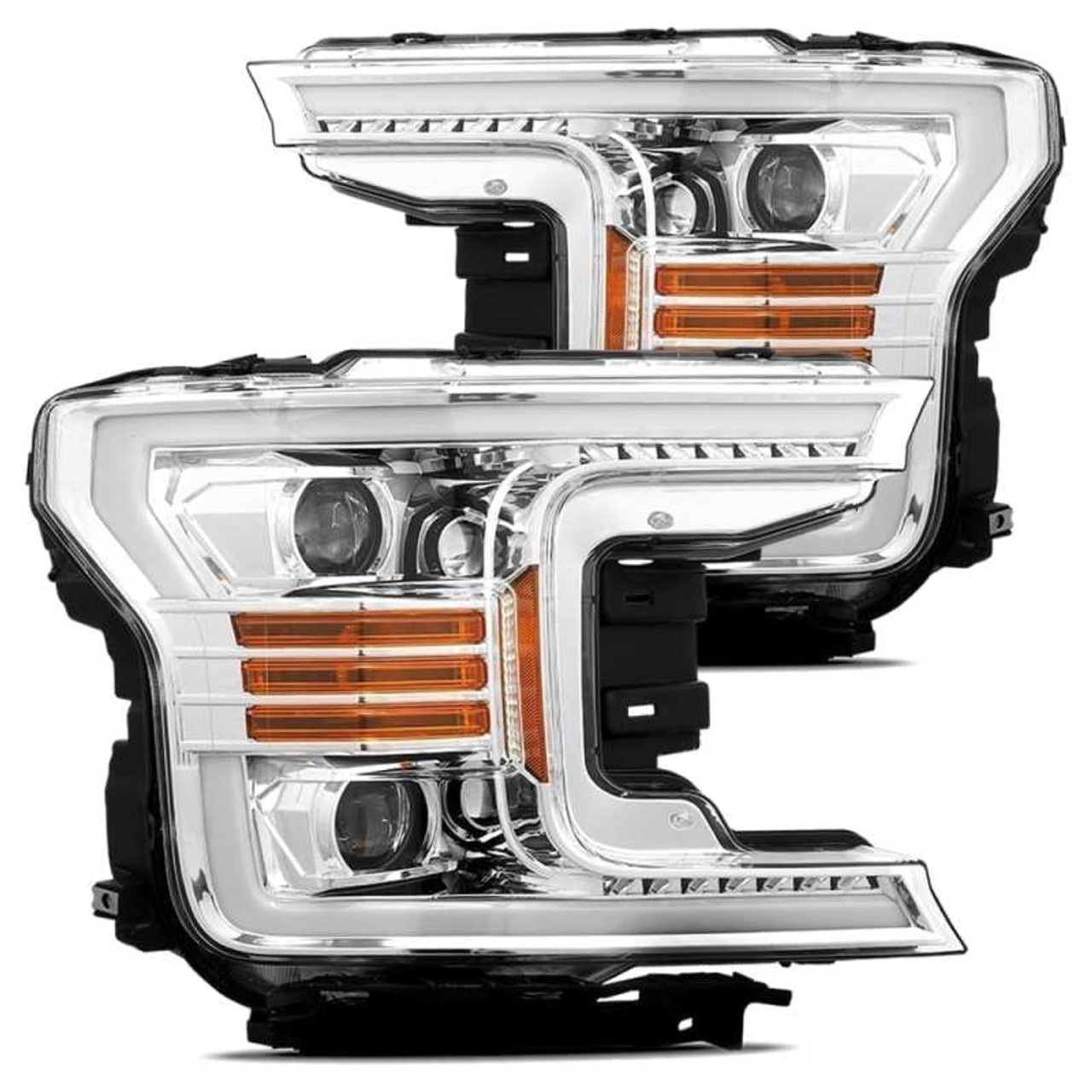 AlphaRex Luxx Series Chrome LED Projector Headlights 2018 to 2020 Ford F150 (880175)-Main View