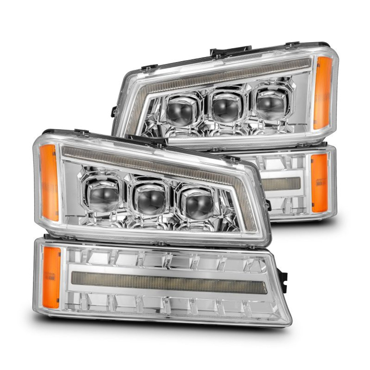 AlphaRex NOVA Series Chrome LED Projector Headlights 2003 to 2006 Chevrolet Silverado 2500HD/3500HD (880255)-Main View