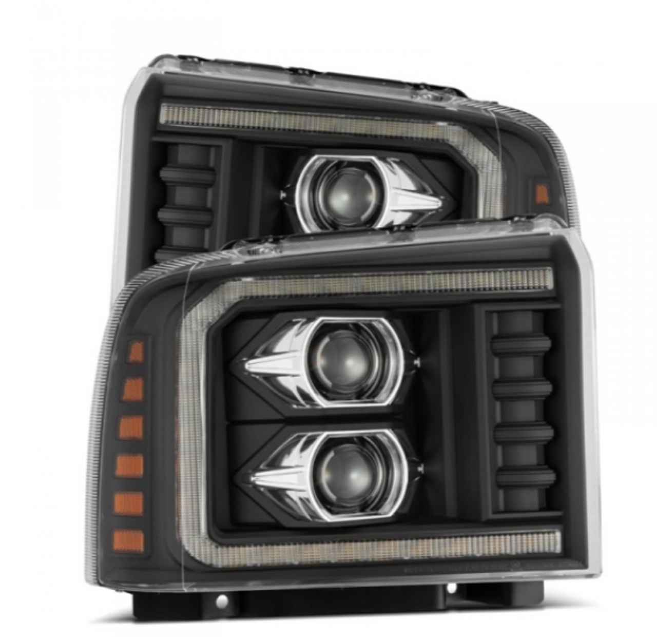 AlphaRex LUXX Series Black LED Projector Headlights 2005 to 2007 Ford F250/350/450/550 (880317)-Main View