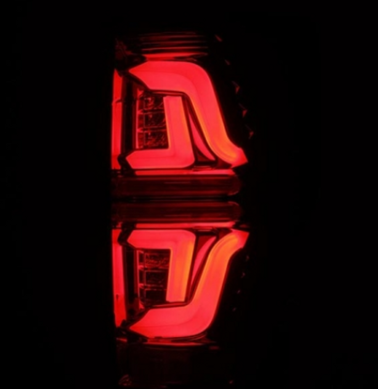 AlphaRex Pro Series Red Smoked LED Tail Lights 2017 to 2019 Ford F250/350/450/550 (657020)-Night View