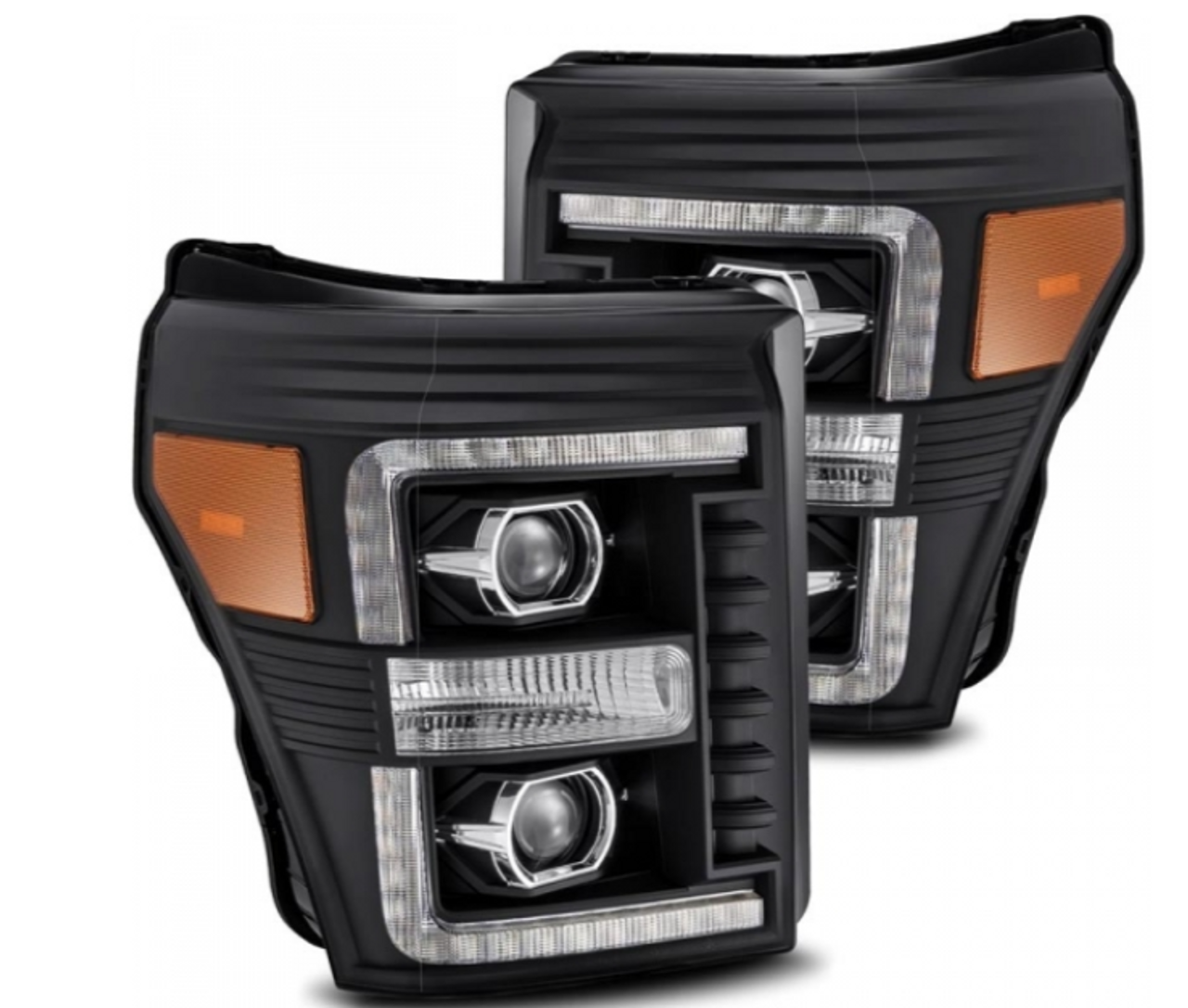 AlphaRex LUXX Series Black LED Projector Headlights 2011-2016 Ford F250/350/450/550 (ARX880146)-Main View