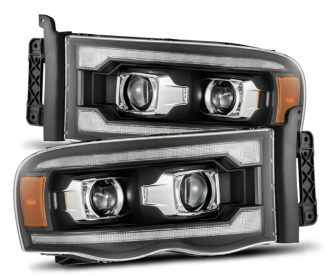AlphaRex LUXX Series Black LED Projector Headlights 2003 to 2005 Ram 2500/3500 (880567)-Main View