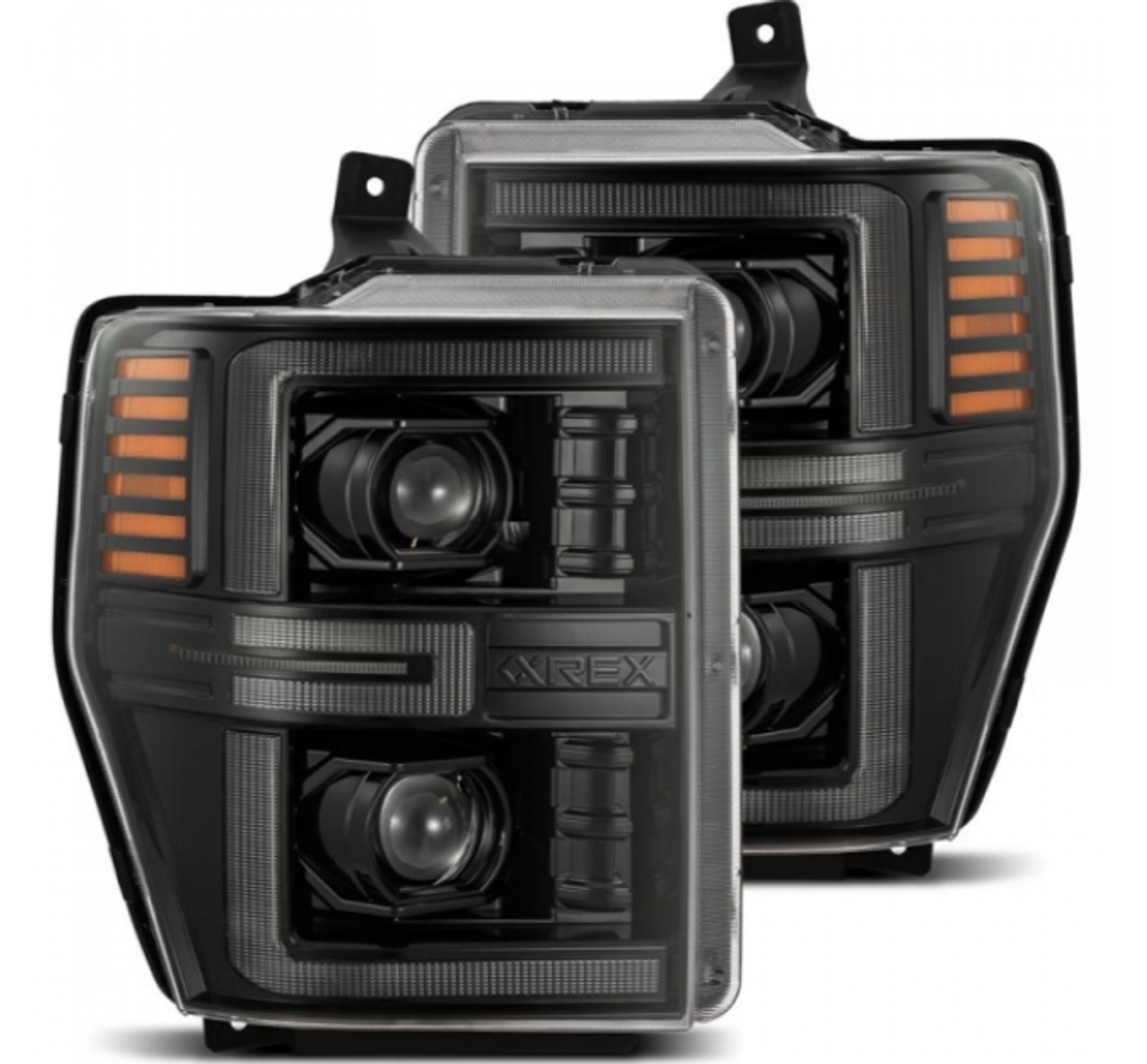 AlphaRex LUXX Series Alpha Black LED Projector Headlights 2008 to 2010 F250/350/450/550 (880313)-Main View