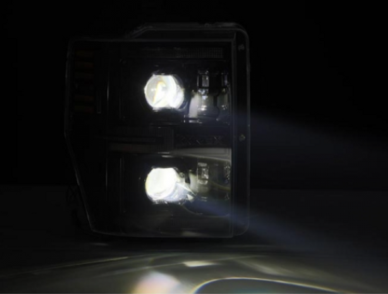 AlphaRex LUXX Series Alpha Black LED Projector Headlights 2008 to 2010 F250/350/450/550 (880313)-Light View