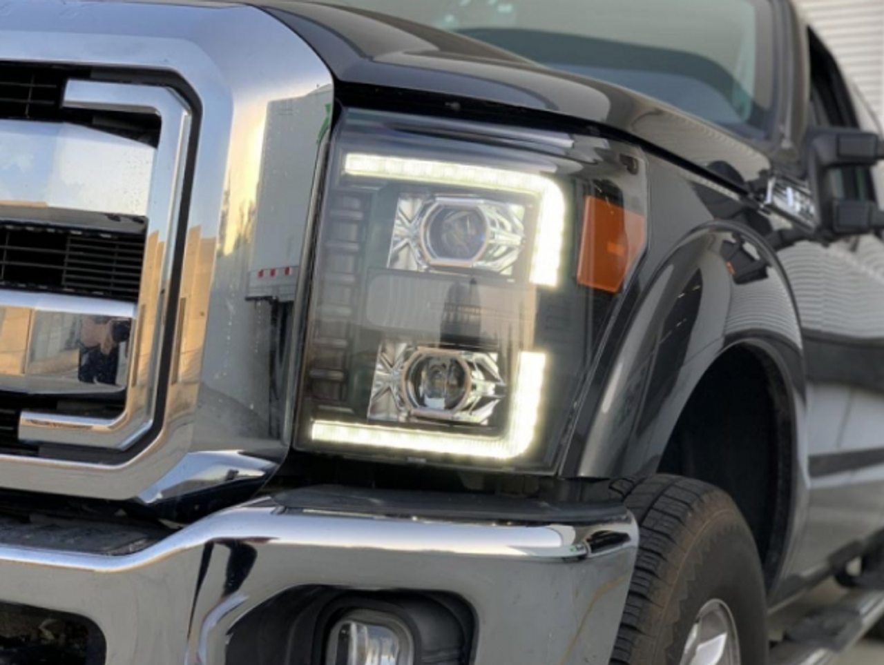 AlphaRex LUXX Series Chrome LED Projector Headlights 2011 to 2016 F250/350/450/550 (880145)-In Use View