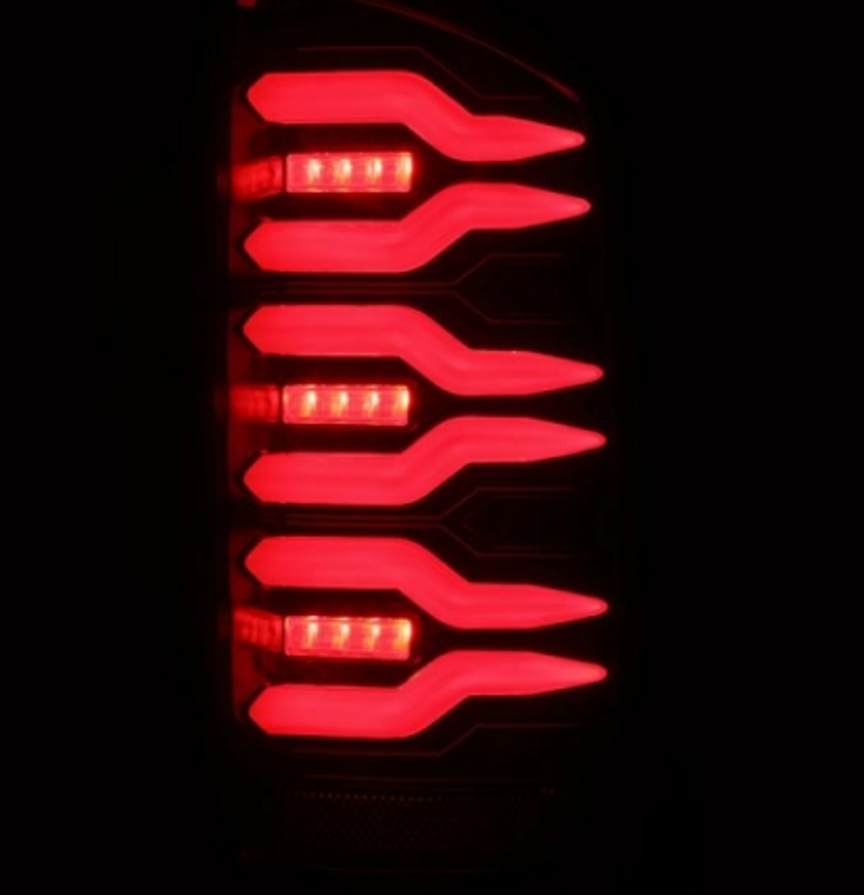 AlphaRex LUXX Series Black/Red LED Tail Lights 2007 to 2009 Ram 2500/3500 (641060)-Light View