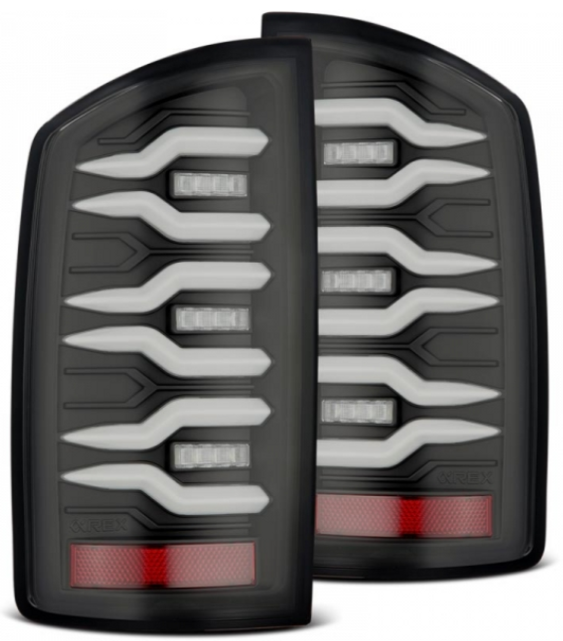 AlphaRex LUXX Series Black LED Tail Lights 2007 to 2009 Ram 2500/3500 (641040)-Main View