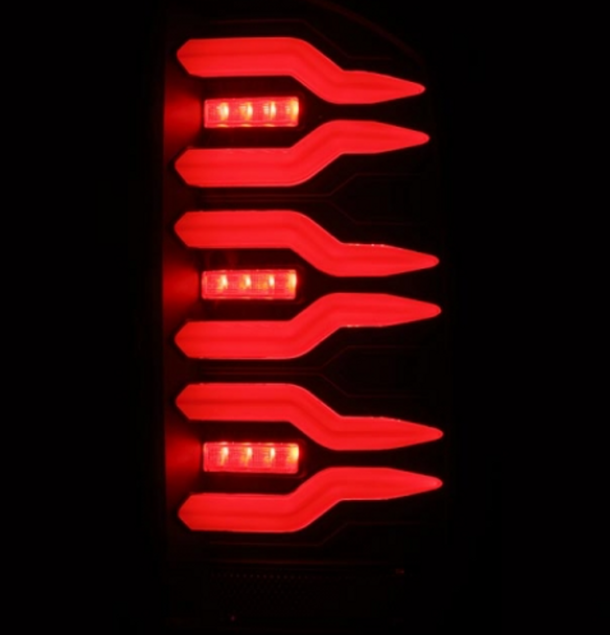 AlphaRex LUXX Series Black LED Tail Lights 2007 to 2009 Ram 2500/3500 (641040)-Light View