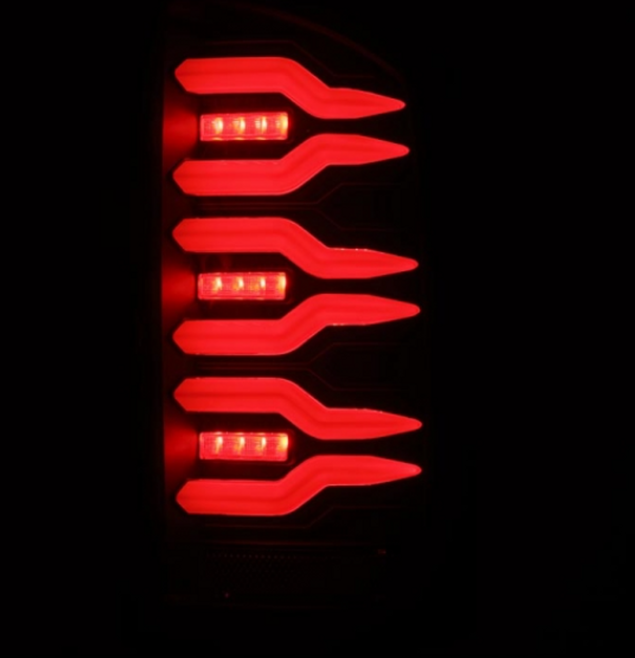 AlphaRex LUXX Series Black LED Tail Lights 2003 to 2006 Ram 2500/3500 (641010)-Light View