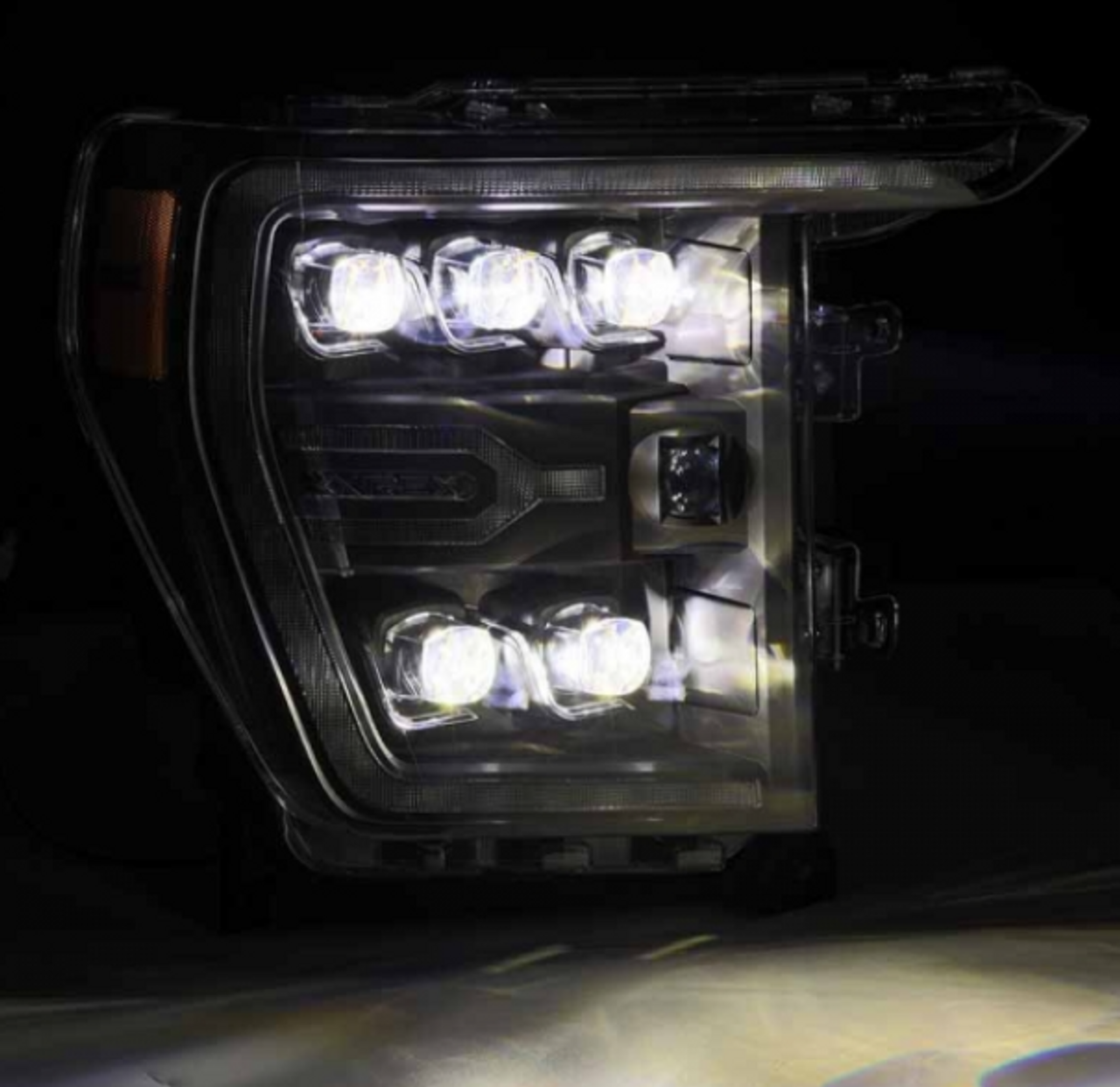 AlphaRex NOVA Series Black LED Projector Headlights 2021 to 2023 F150 (880137)-Light View