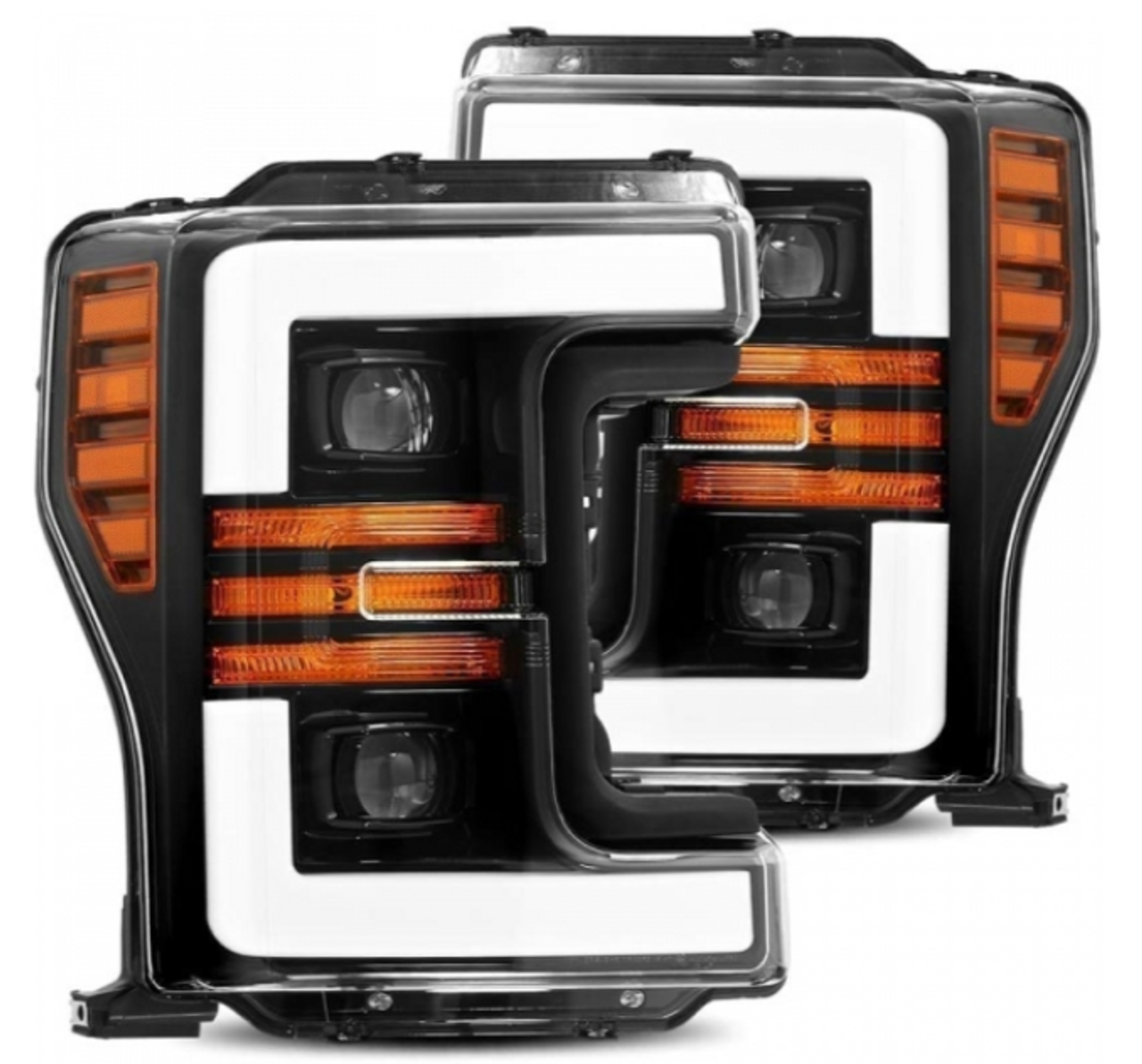 AlphaRex Pro Series Jet Black Projector Headlights 2017 to 2019 F250/350/450/550 (With Factory Halogen Headlights) (880108)-Main View