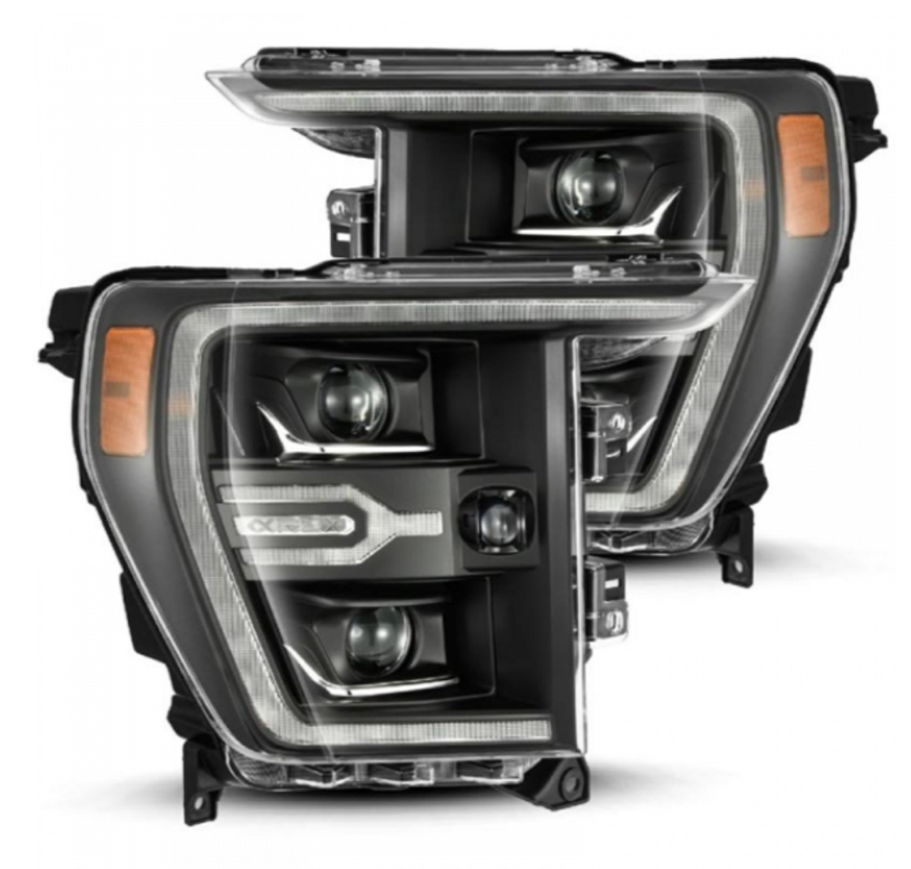 AlphaRex LUXX Series Black LED Projector Headlights for your 2021 to 2023 F150 (With Factory Halogen Headlights) (880139)-Main View