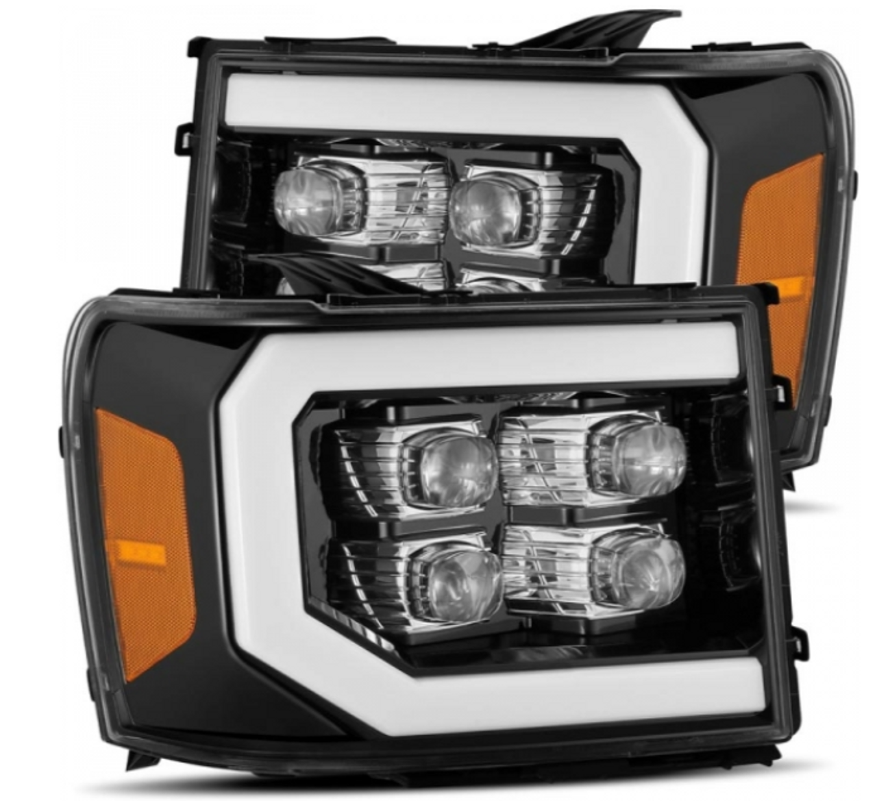 AlphaRex NOVA Series Matte Black LED Projector Headlights 2007.5 to 2014 Sierra 2500HD/3500HD (880608)-Main View