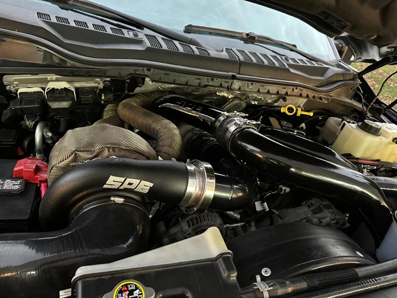  SPE MOTORSPORT DEATH STALKER COMPOUND TURBO KIT for 2011 to 2019 6.7L Powerstroke In Use View