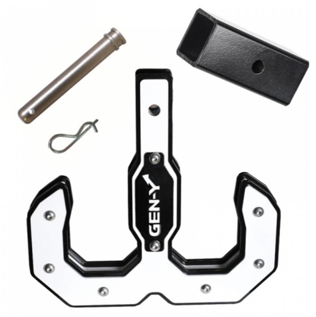 GEN Y Hitch 2.0 Black/White 16K Tow Hook W/Reducer (2") Universal 2" Shank 16,000 LB Towing Capacity (GH-0071-W)-Main View
