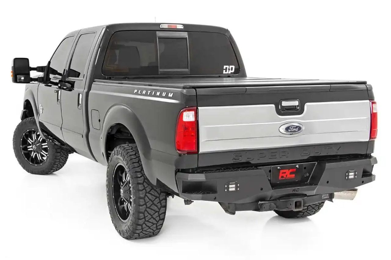 Rough Country REAR BUMPER for 1999 to 2016 Ford F250 And F350 Super Duty 2WD And 4WD (10784) Angle In Use Full View