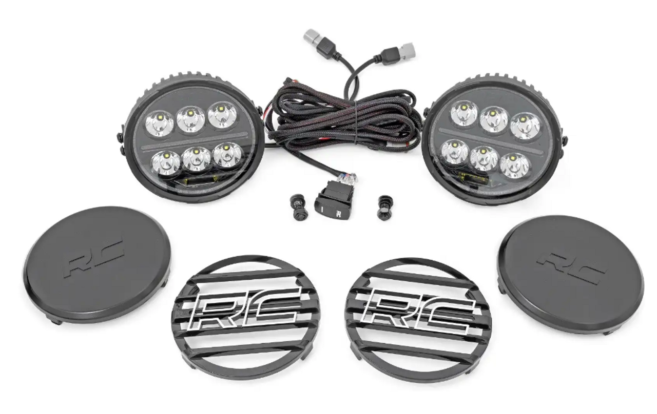 Rough Country Black Series Halo LED Light Pair (White/Amber DRL 6.5 Inch Round) (70805A )-main View