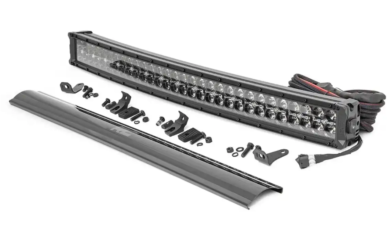 Rough Country Black Series LED (30 Inch Light; Curved Dual Row; Amber DRL) (72930BDA)-Main View