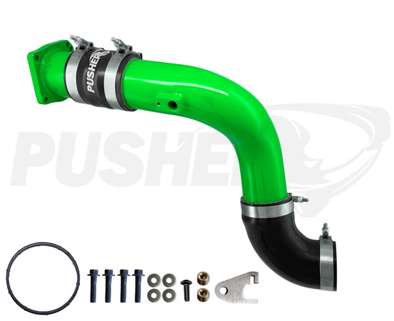 Pusher HD 3" Cold Side Charge Tube for 2017+ Ford F250/350 6.7L Powerstroke w/ Throttle Valve Replacement - Green