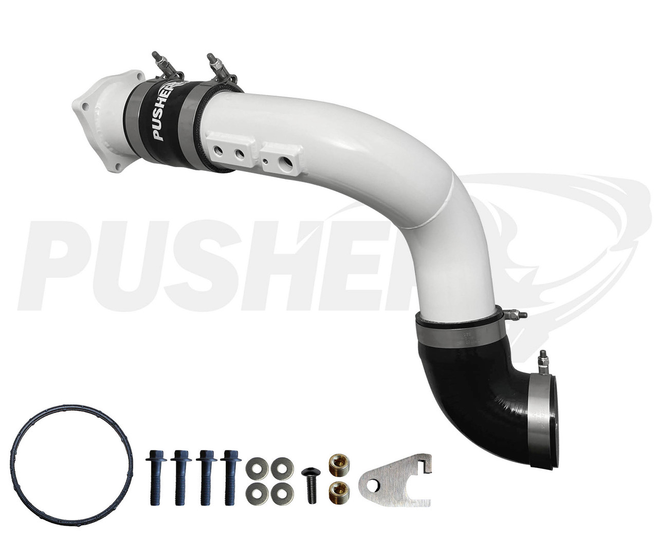 Pusher HD 3" Cold Side Charge Tube for 2017+ Ford F250/350 6.7L Powerstroke w/ Throttle Valve Replacement - White 