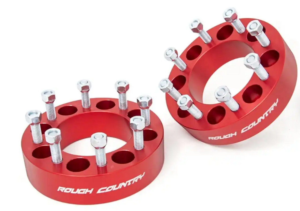 Rough Country 2 Inch Wheel Spacers 2001 to 2010 Chevy/GMC 2500HD-Anodized Red View