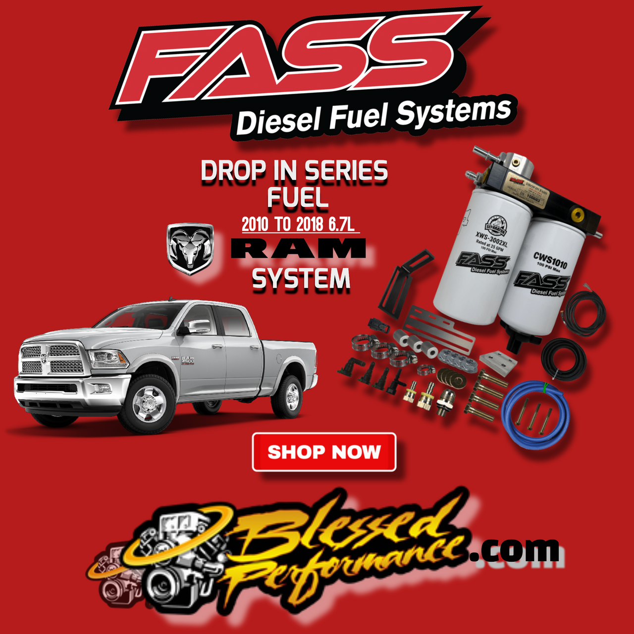 FASS Fuel Systems Drop-In Series Diesel Fuel System for 2010 to 2018 RAM Cummins (DIFSRAM1001) AD View