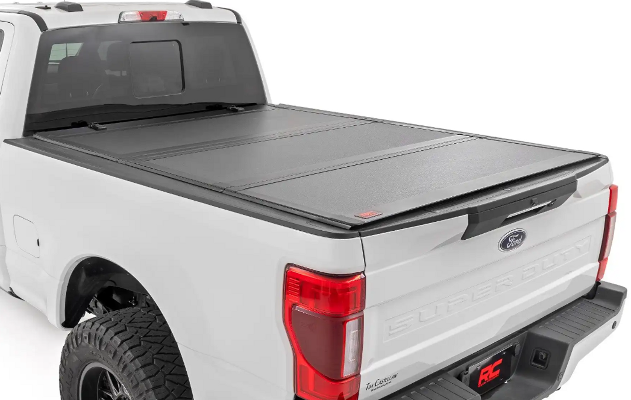 Rough Country Hard Tri Fold Flip Up Bed Cover (6'10" Bed) 2017 to 2024 Ford F250/F350 Super Duty (49220651)-Main View
