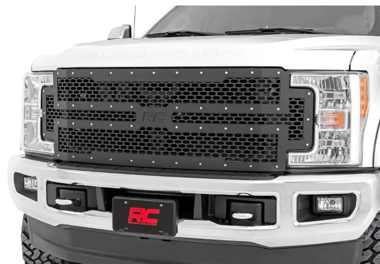 Rough Country Mesh Grille 2017 to 2019 Ford F250/F350 Super Duty 2WD/4WD (70213)-Main View