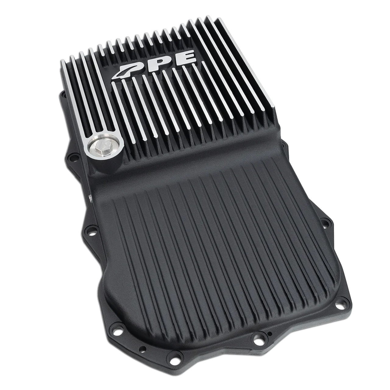 PPE Heavy-Duty Cast Aluminum Deep Transmission Pan for 2014 to 2022 w/ ZF-8 Transmission Brushed View