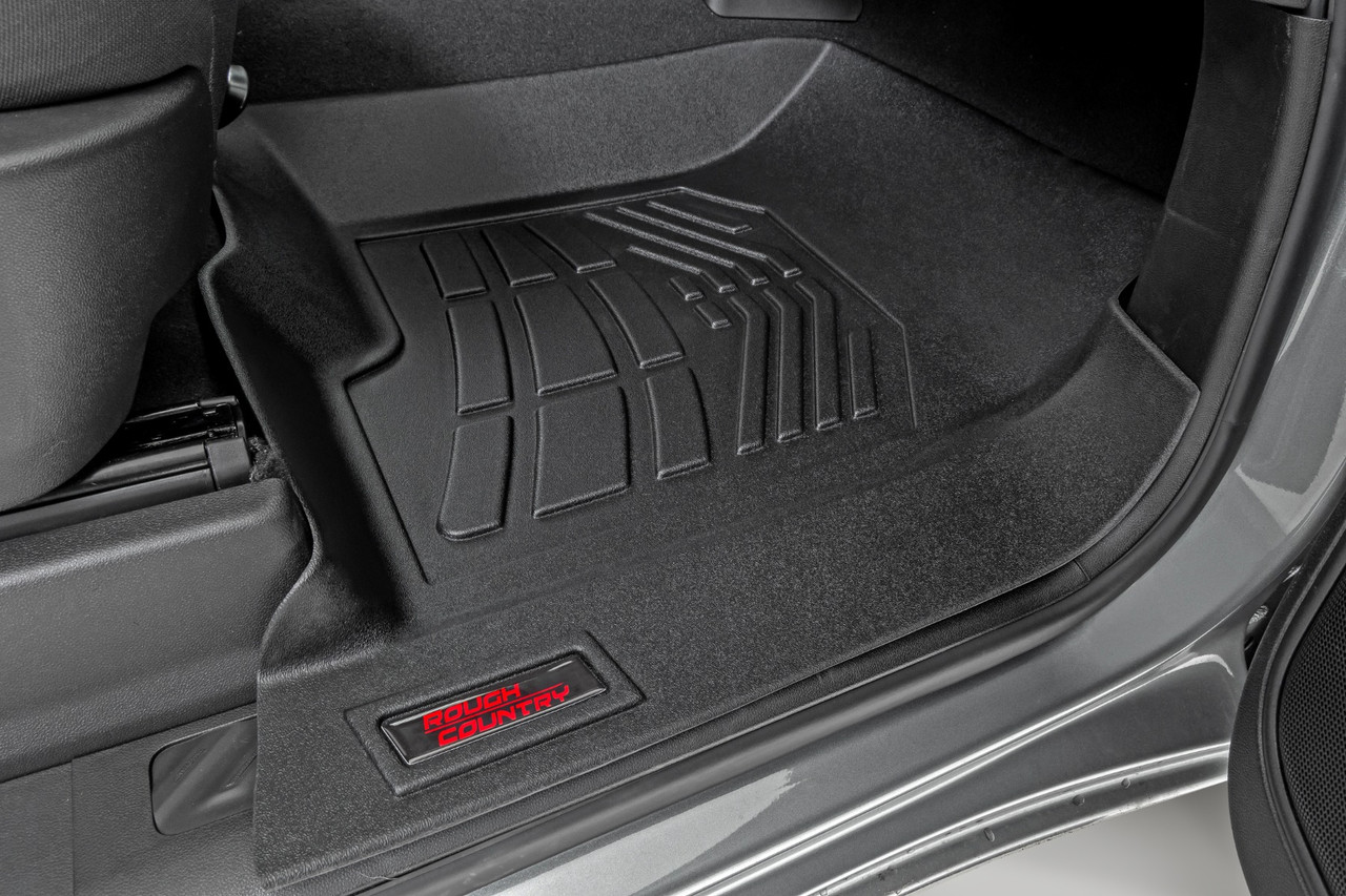  Rough Country Sure-Fit Floor Mats FRONT for 2019 to 2024 Chevy/GMC 1500/2500HD/3500HD (SM2161)