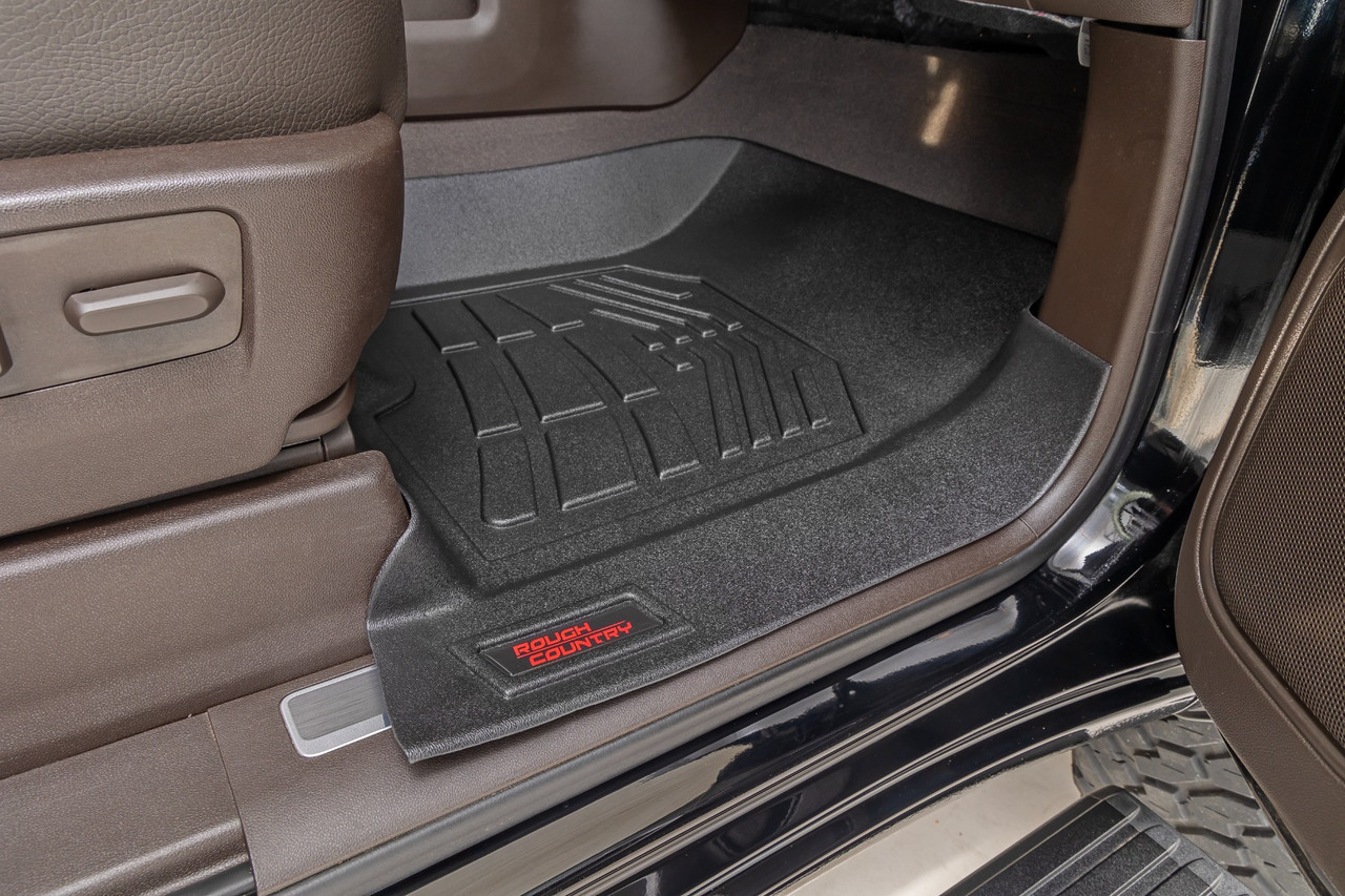  Rough Country Sure-Fit Floor Mats FRONT for 2019 to 2024 Chevy/GMC 1500/2500HD/3500HD (SM2161)