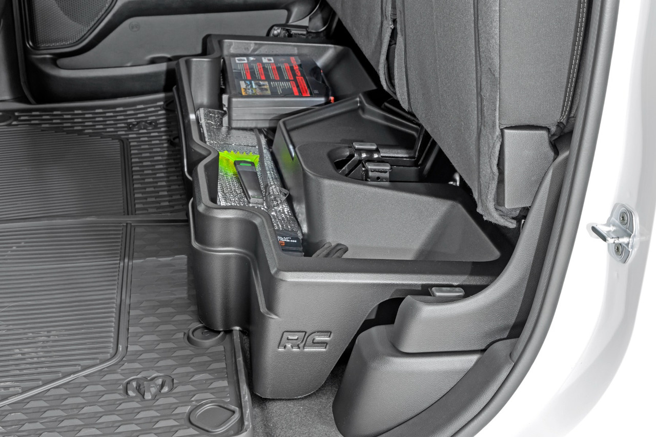 Rough Country Under Seat Storage Crew Cab for 2019 to 2023 Ram 1500 2WD/4WD (RC09421A)In Use 3 View