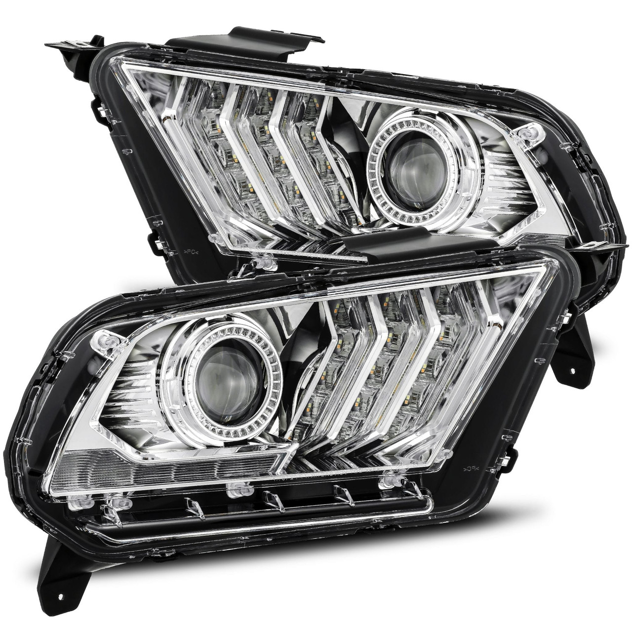  Alpharex LUXX-Series LED Projector Headlights Chrome for 2010 to 2012 Ford Mustang (880117)Main View