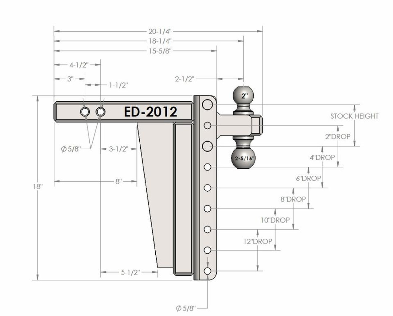 2.0" EXTREME DUTY 12" DROP/RISE