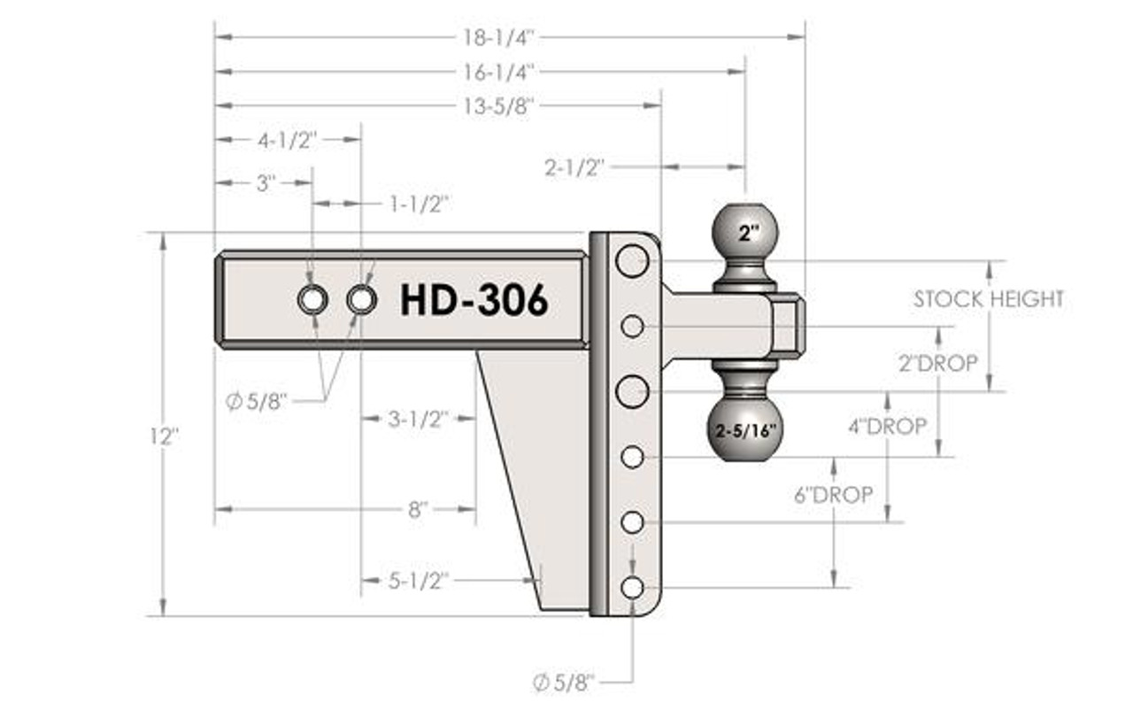 3.0" HEAVY DUTY 6″ DROP/RISE HITCH