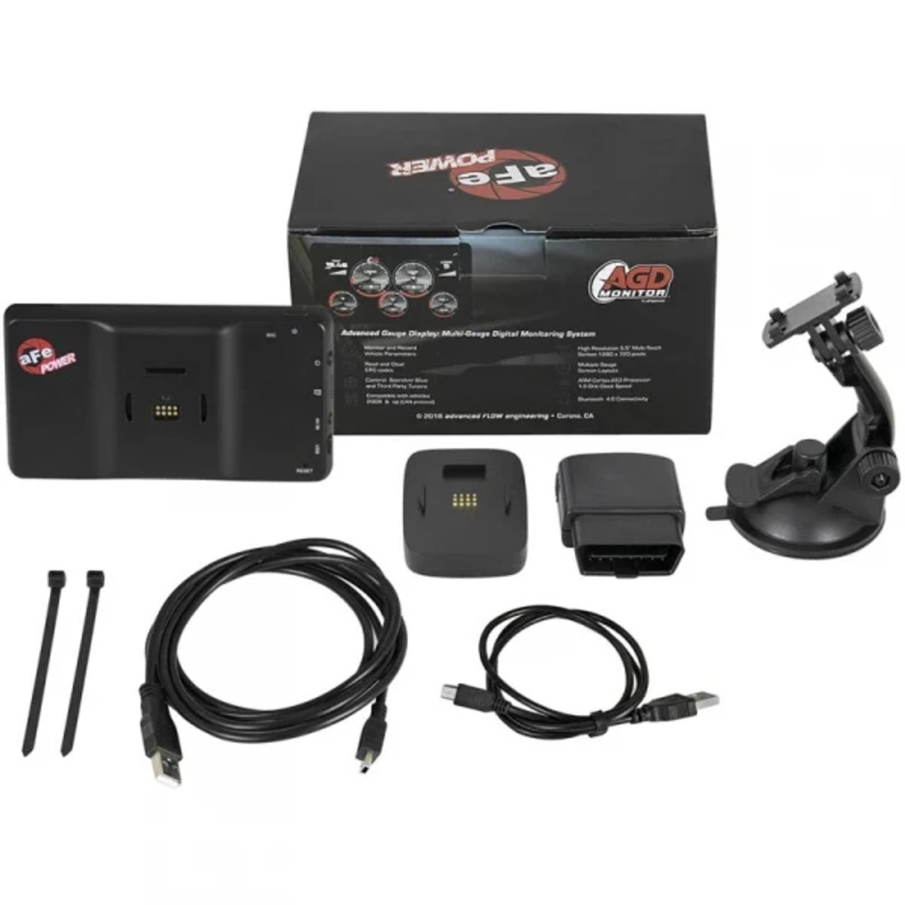AFE AGD Advanced Gauge Display Monitor (See Vehicle Fitment) (AFE77-91001)-Kit View