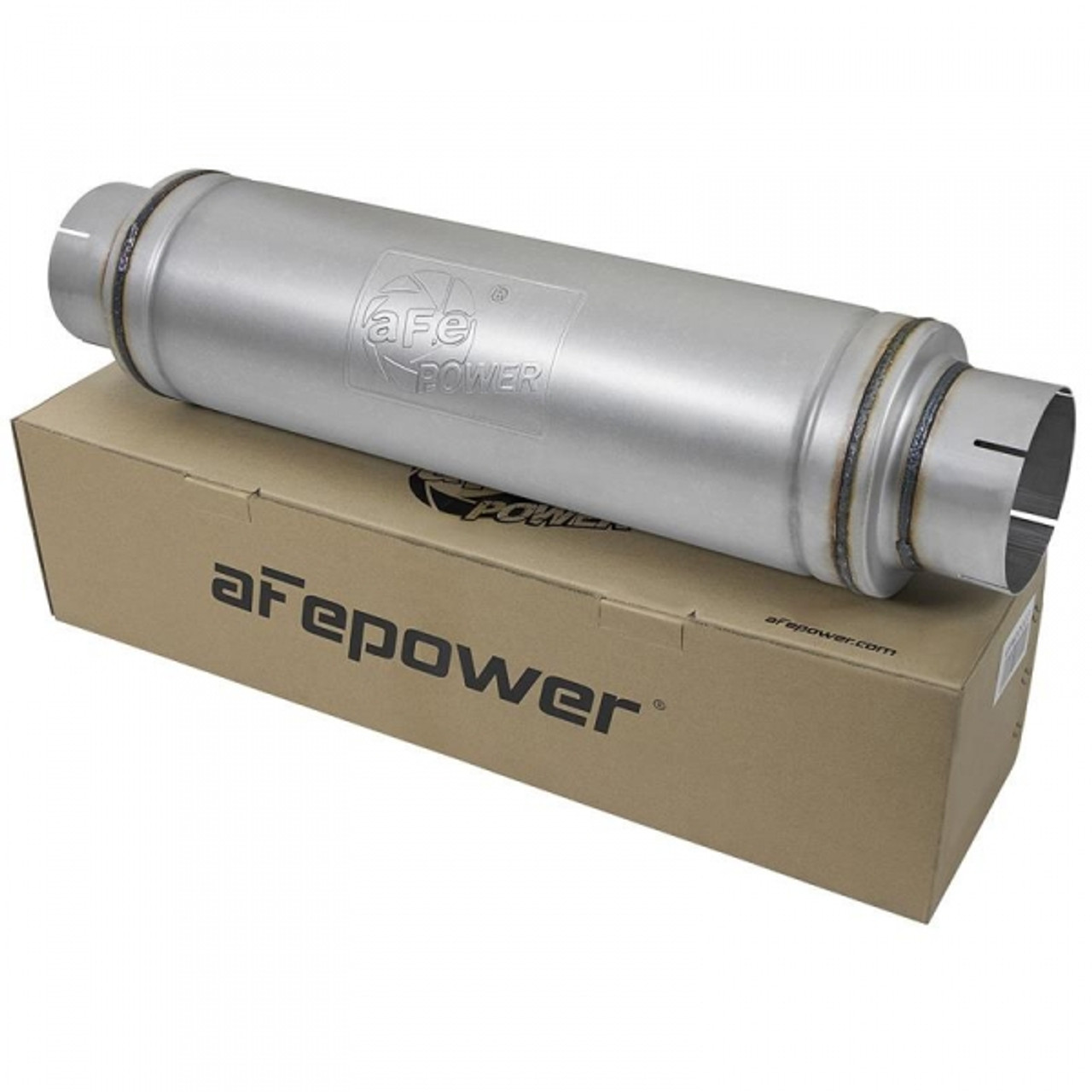 AFE 5" ATLAS ALUMINIZED MUFFLER 2011-2016 6.7L POWERSTROKE - 5" INLET/OUTLET X 24" LENGTH