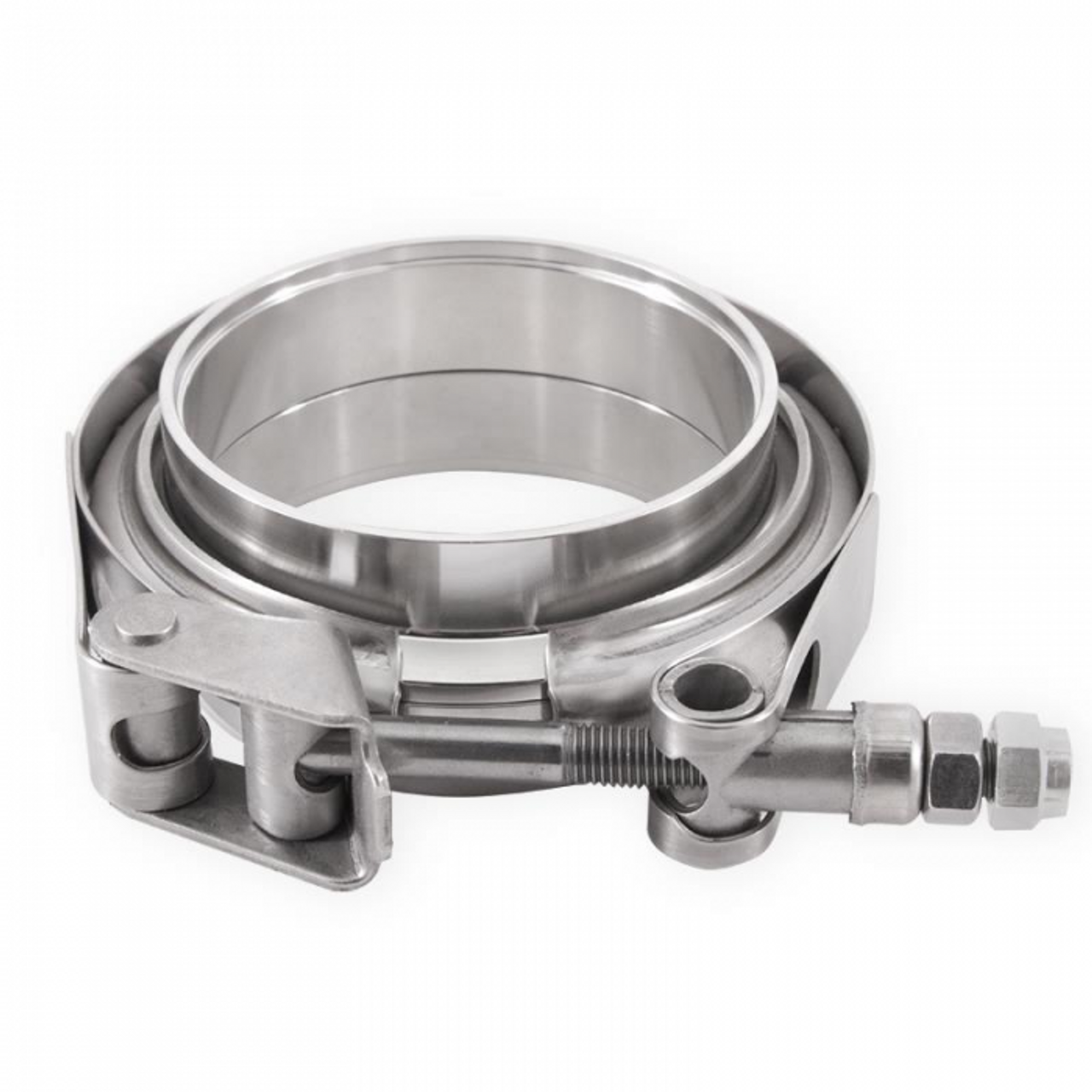 Mishimoto Stainless 3.5" V Bank Clamp with Flange (Universal for 3.5" Connections) (MIMMCLAMP-VS-35)-Main View