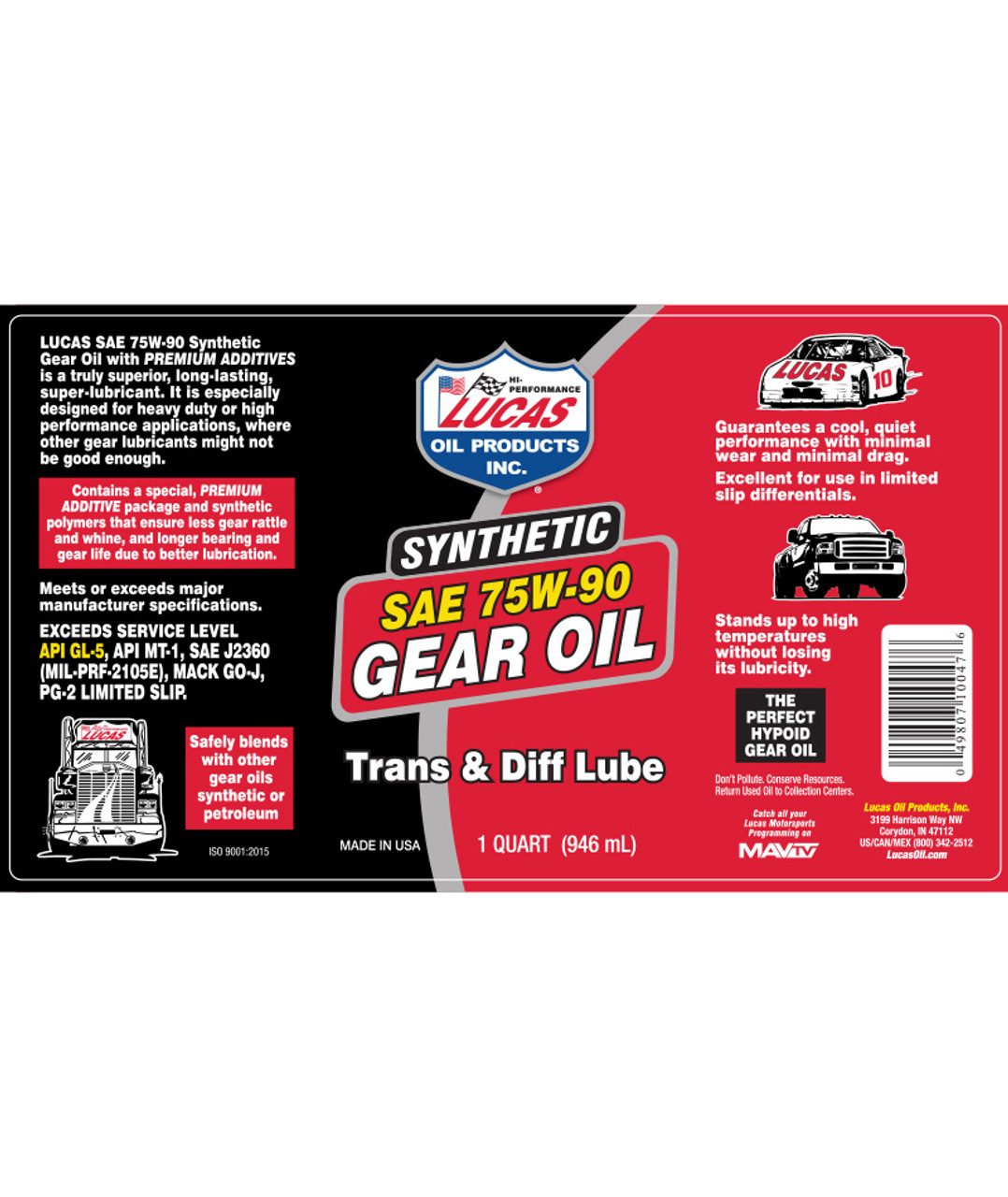 Lucas Oil Synthetic 75W-90 Gear Oil