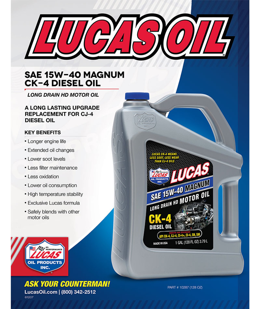 Lucas Oil 15W-40 CK-4 Engine Oil