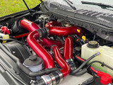 MPD UPPER COOLANT HOSE KIT " DUAL RADIATORS" 2020-2022 Powerstroke (67-PSD-2022-COOLHOSE_PKDR)Kit In Use View