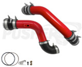 Pusher Intake CAC Pipe Kit w/Throttle Valve Adapter Red 2017-2019 Ford Superduty 