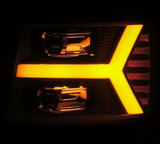 AlphaRex Pro Series Black Projector Headlights 2007.5 to 2014 Silverado 2500HD/3500HD (880205)-Light View