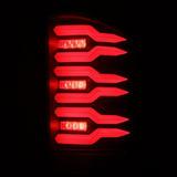 AlphaRex LUXX Series Black LED Tail Lights 2007.5 to 2014 Silverado 2500HD/3500HD (620080)-Light View