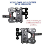 GEN Y Hitch The Boss 10K Drop Hitch W/Dual Ball 5" Drop (Universal 2" Shank 10,000 LB Towing Capacity) 1,100 LB Tongue Weight (GH-1014)-Informational View
