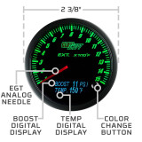 Glowshift 3in1 Black Analog EGT w/ Digital Boost & Temperature Gauge - Function